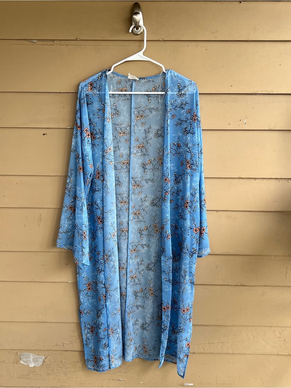 Peach Love California Floral Kimono Size M Lightweight Summer Vacation